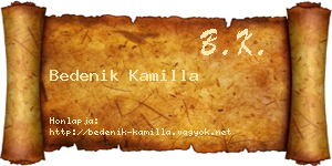 Bedenik Kamilla névjegykártya
